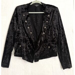 TORRID Black Crushed Velvet Lace Lined Military Style Blazer Jacket Size  Plus 0